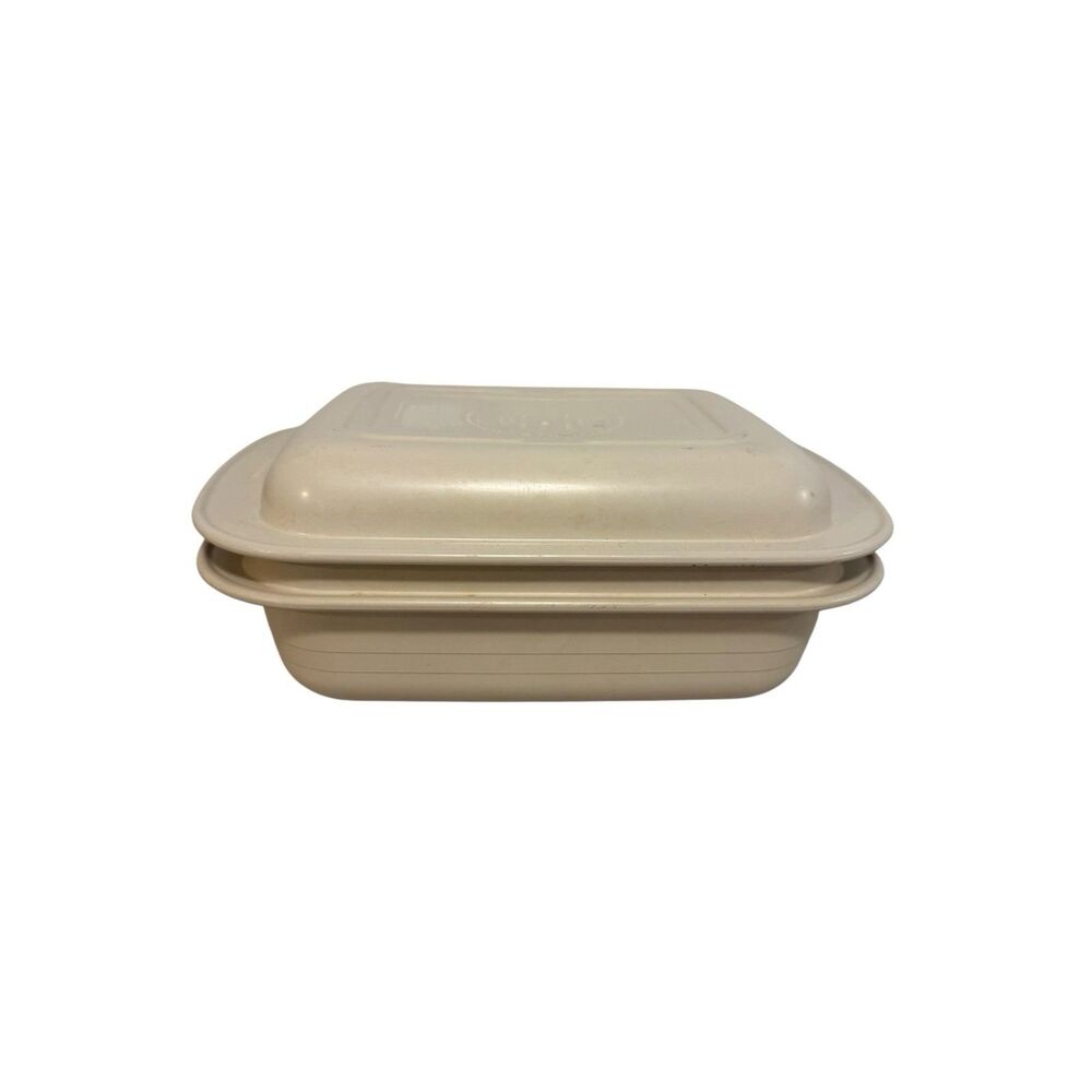 Vintage Tupperware Oven/Microwave Casserole Beige With Top 3/4 Qt 8x6x1 1/2in.